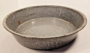 Graniteware Pan/Bowl Gray Enamelware 9" Vintage Farmhouse